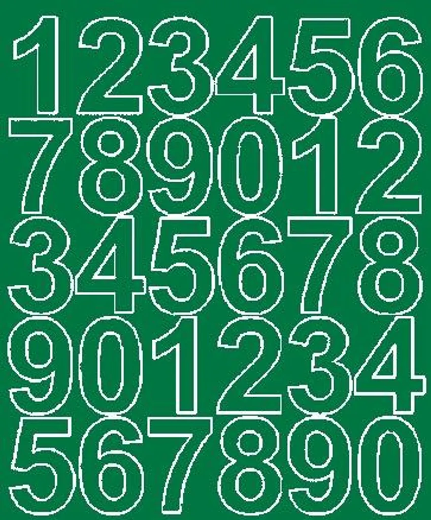 Numeri Adesivi 45mm Verde Matt | Etichette Numeriche Altezza 4,5 cm