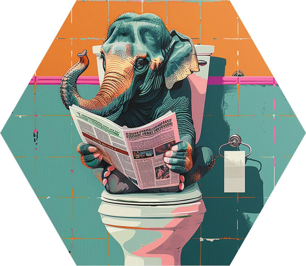 DEQORI Fototapete Sechseck 90x78 cm 'Elefant macht Druck' Wand Tapete Leinwand Sticker