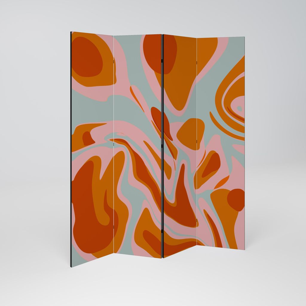 SpaceRebels Paravent Raumteiler - 4-teilig Raumtrenner, Druck 1-Seite - Raumtrenner - Trennwand Wohnung - Room Divider - Spanische Wand Deko Modern...