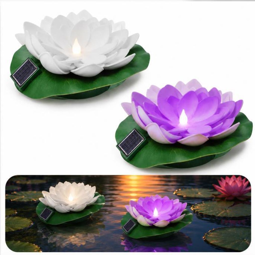 2pcs Lotus-Laternen,schwimmende Lotus-Leuchten mit Produktbild 
