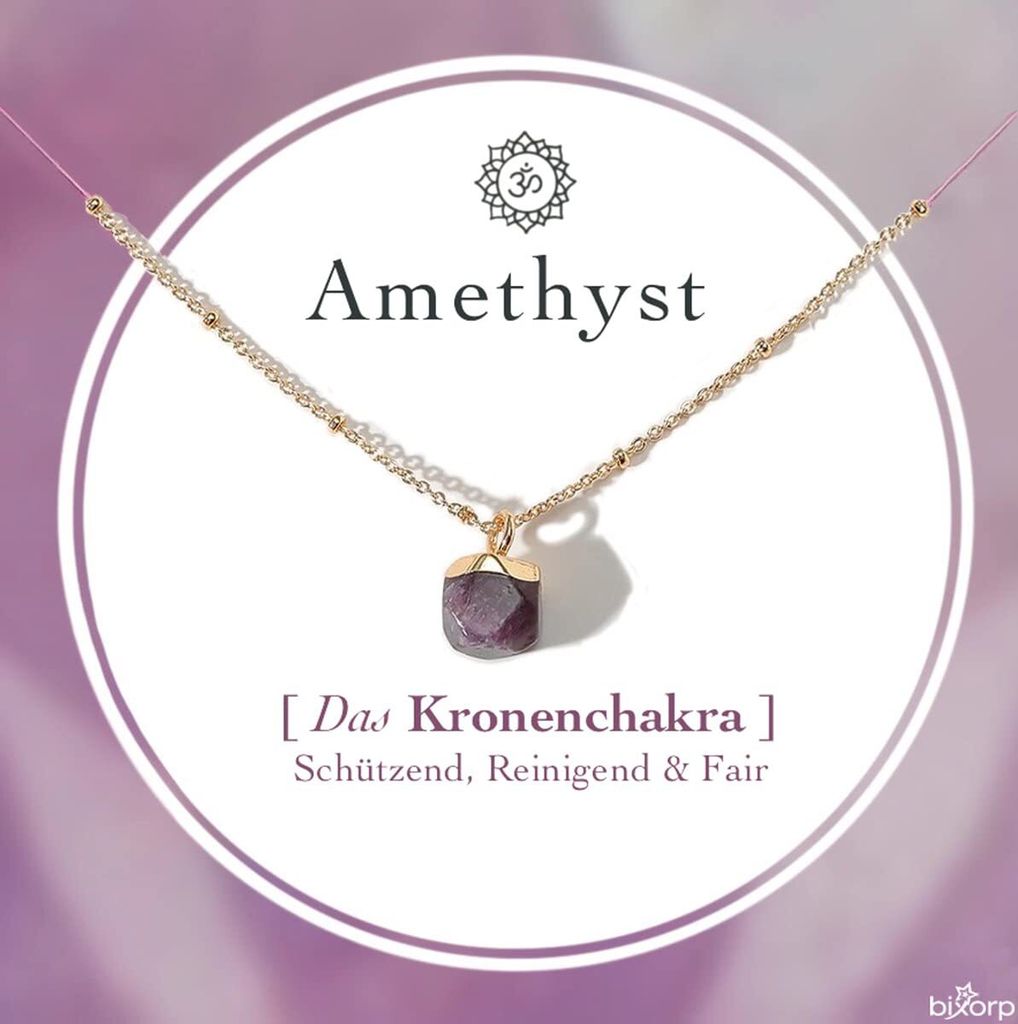Náhrdelník sakrální čakry Bixorp Gems Ametyst + 18karátové Obrázek produktu 1