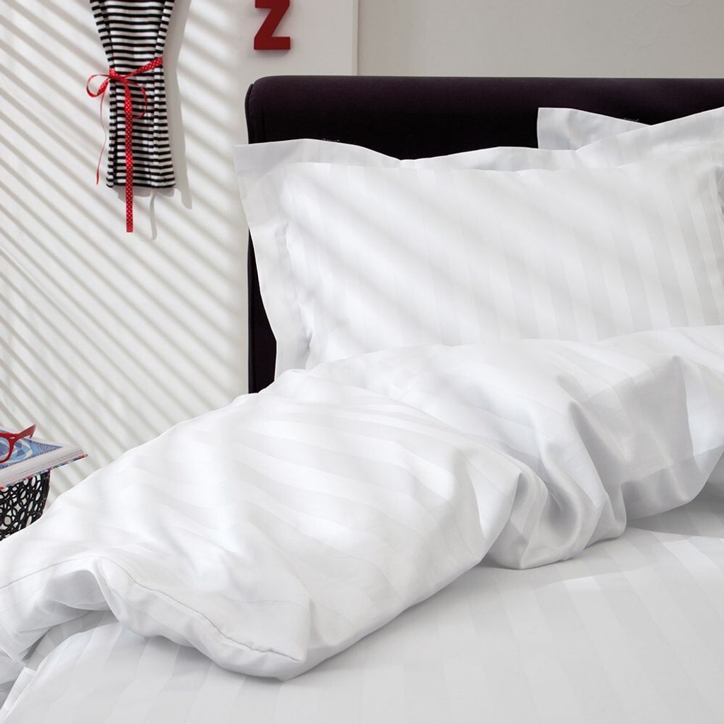 Damai Damai Satin Bettwsche Linea mit Webstreifen wei - NL Produktbild 
