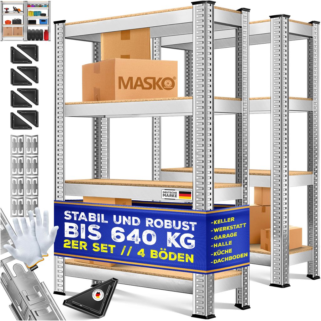 MASKO® Lot de 2 étagères de rangement, étagères pour Image du produit 