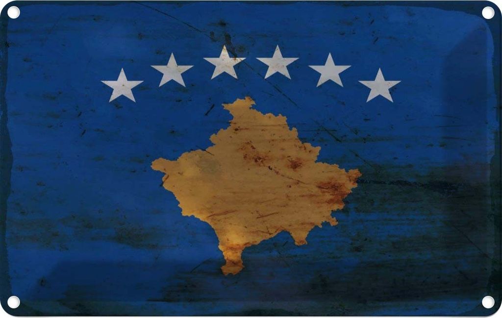 vianmo Blechschild 20x30 cm Kosovo Rost Flagge Fahne Wappen