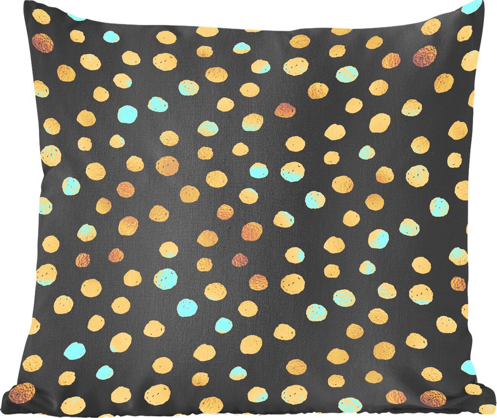 MuchoWow Zierkissen Sofakissen Wohnzimmer Dekokissen 45x45 cm Muster - Punkte - Gold - Schlafpolster - Polster für das Sofa