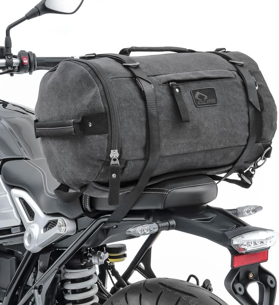 Motorrad Hecktasche für Vintage 25L Canvas Rucksack Gepäckrolle grau