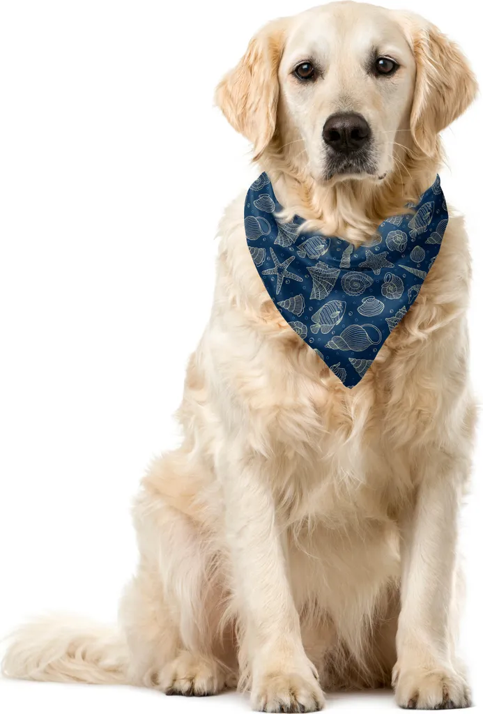 Foulard Cane Sea Shells ABAKUHAUS 55x55 - Look Nautico Blu Beige