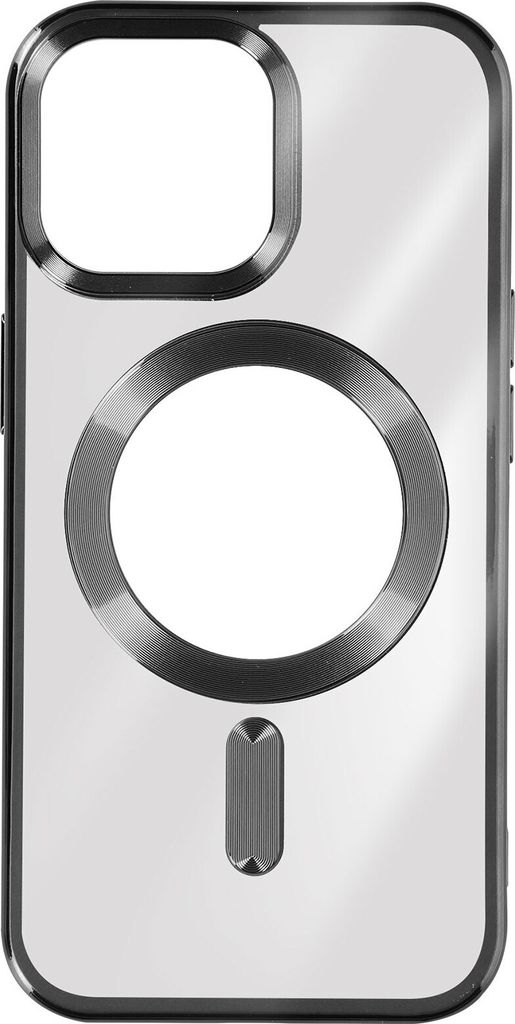 MagSafe Silikonhülle Apple iPhone 15 Pro Kameraschutz Chromumrandung Schwarz
