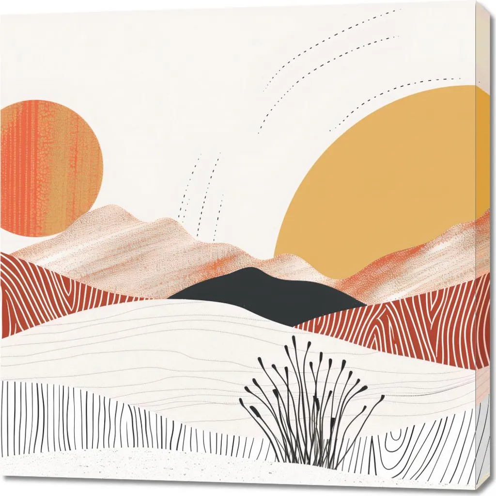 Toile Décorative Soleil Dansant 90x90 cm - Peinture Moderne Murale