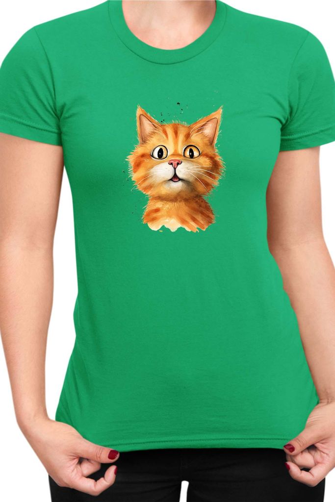 Damen T-Shirt Funny Cats Breeds Bobtail Cat, Lady M / Grün