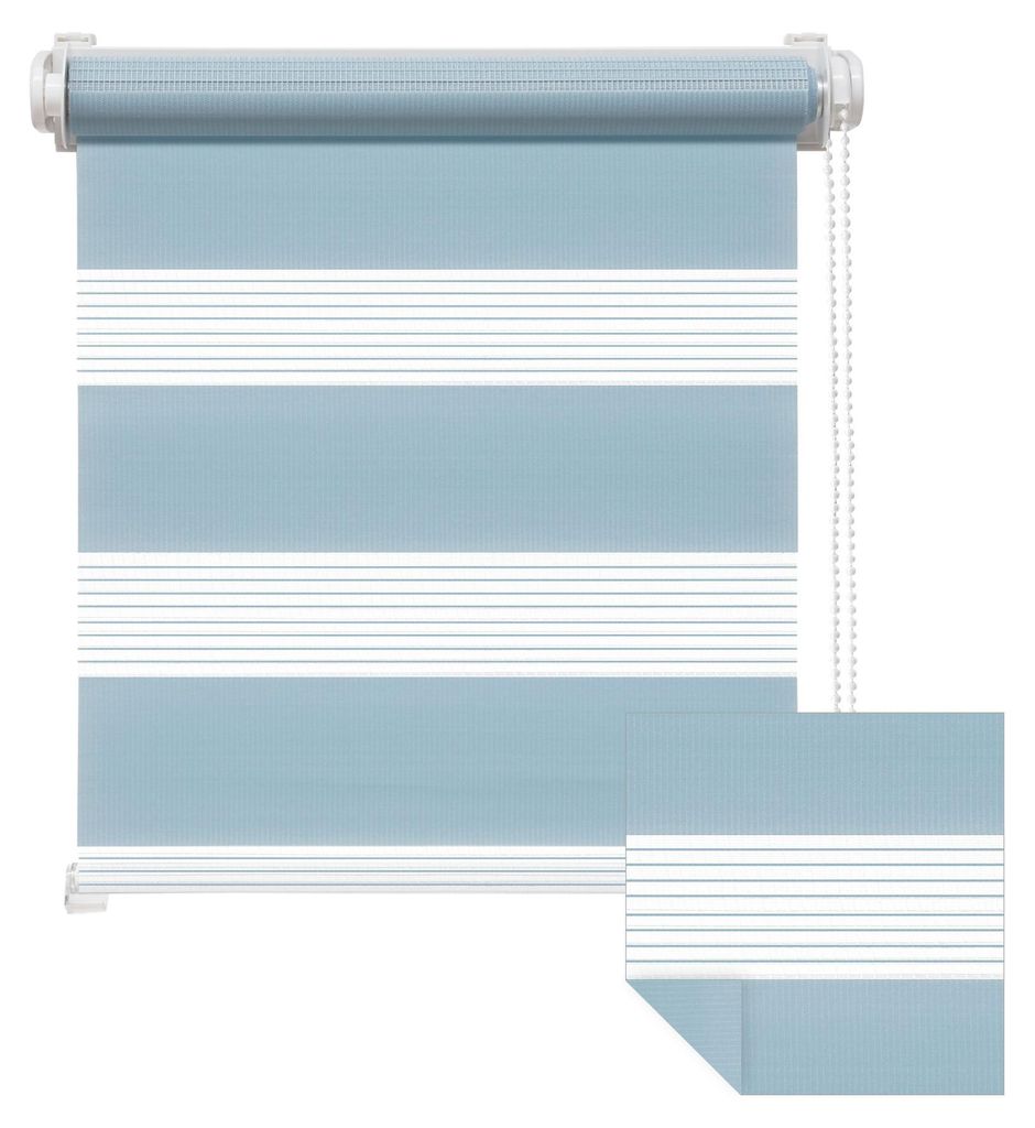Doppelrollo Fenster ohne Bohren Zevra 70x160cm hellblau Produktbild 