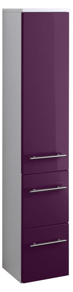 Basera Badezimmer Midischrank Ricarda 25 cm breit, Korpus: weiß, Front: hochglanz dunkelviolett