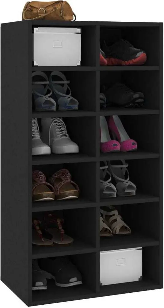 Meuble à chaussures noir 6 niveaux en bois composite vidaXL design