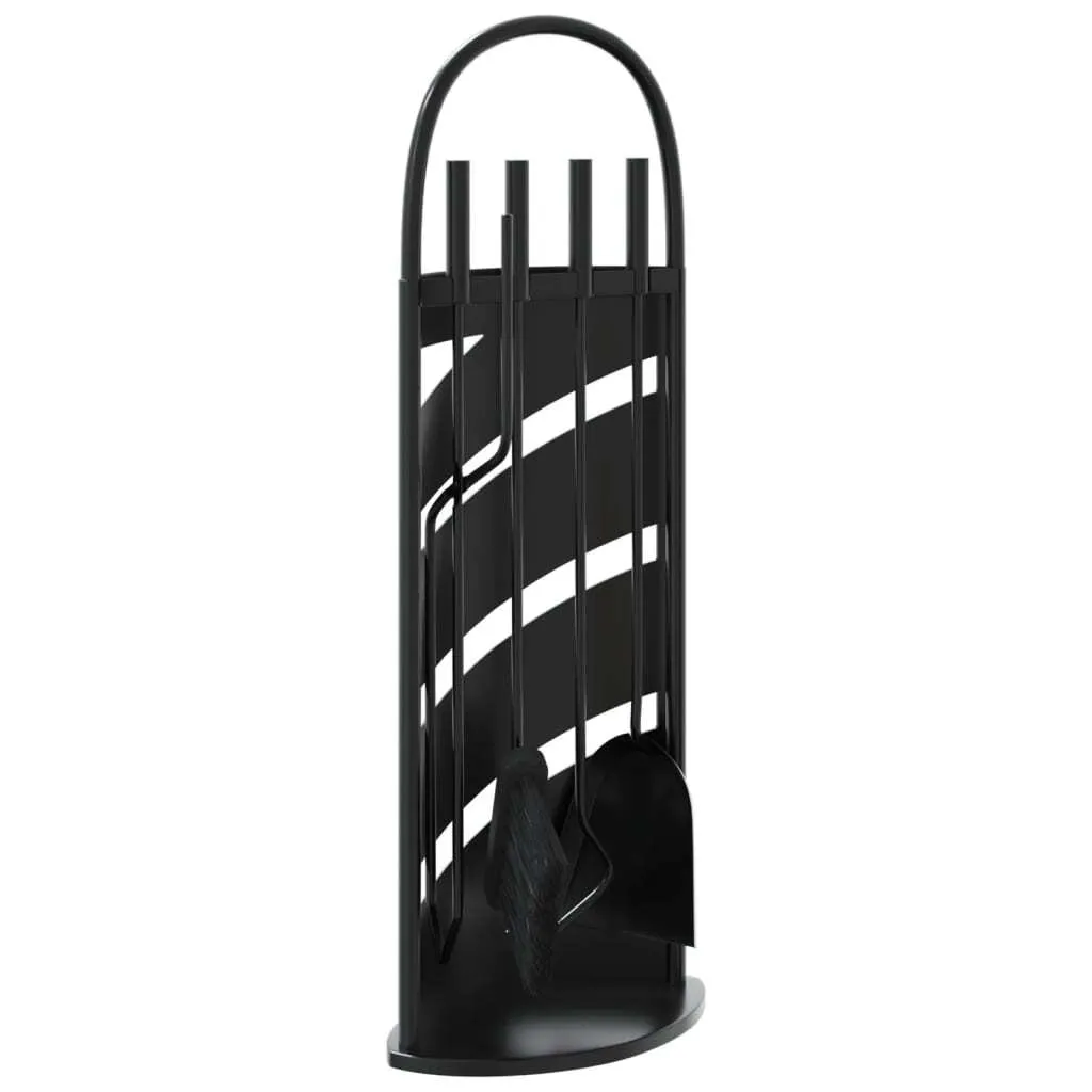 Outils de cheminée pour l'entretien du feu set de 5 pièces acier noir