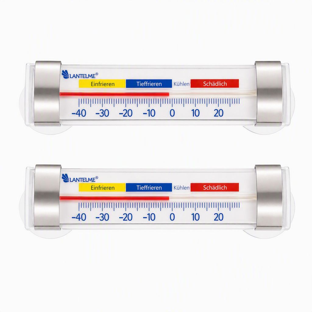 2 Stück Edelstahl Kühlschrankthermometer Set mit Saugnapf Produktbild 