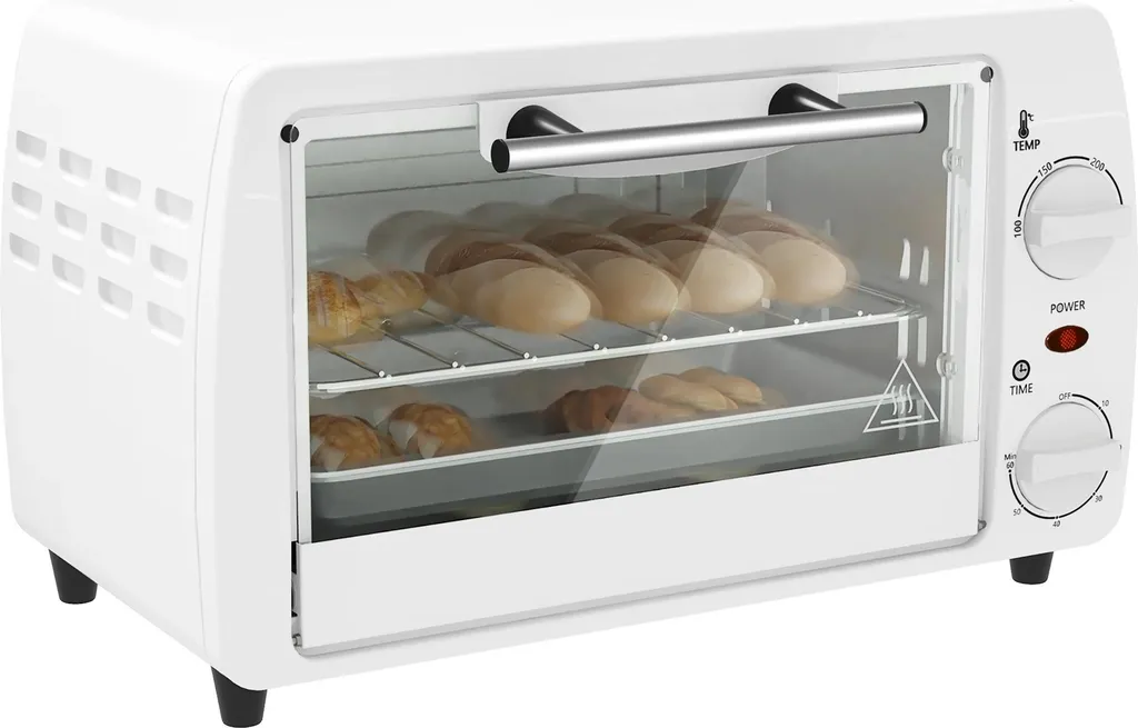 Four d'appoint 10L blanc compact pour réchauffer et gratiner vos plats variés