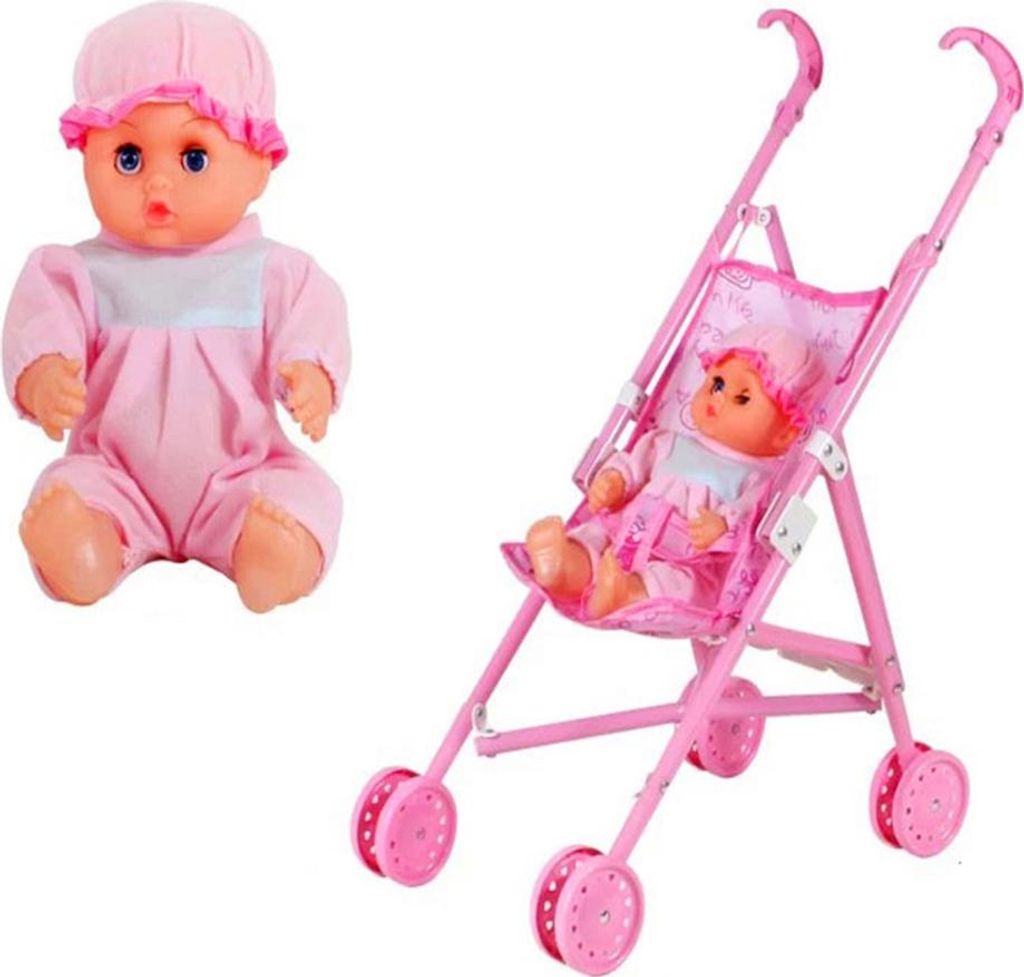 Babypuppe mit Karren Set Kinderwagenspielzeug täuscht sich für Kinder ein