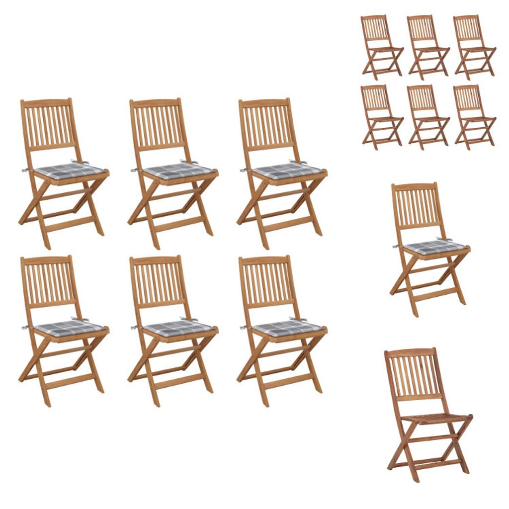 vidaXL Klappbare Gartenstühle 6 Stk. mit Kissen Massivholz Akazie - Gartenstühle