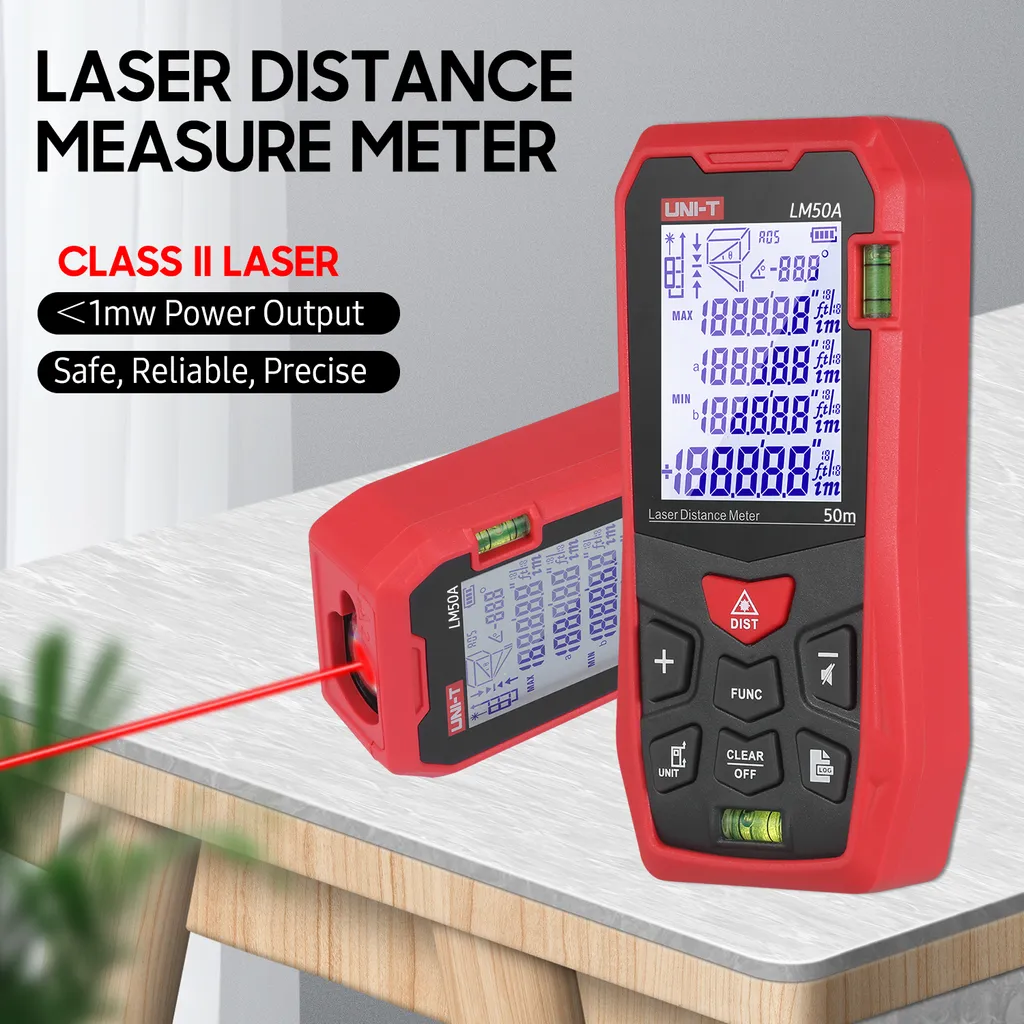 Télémètre Laser 50m UNI-T avec Mode Pythagore et Mémoire 99 de Groupes