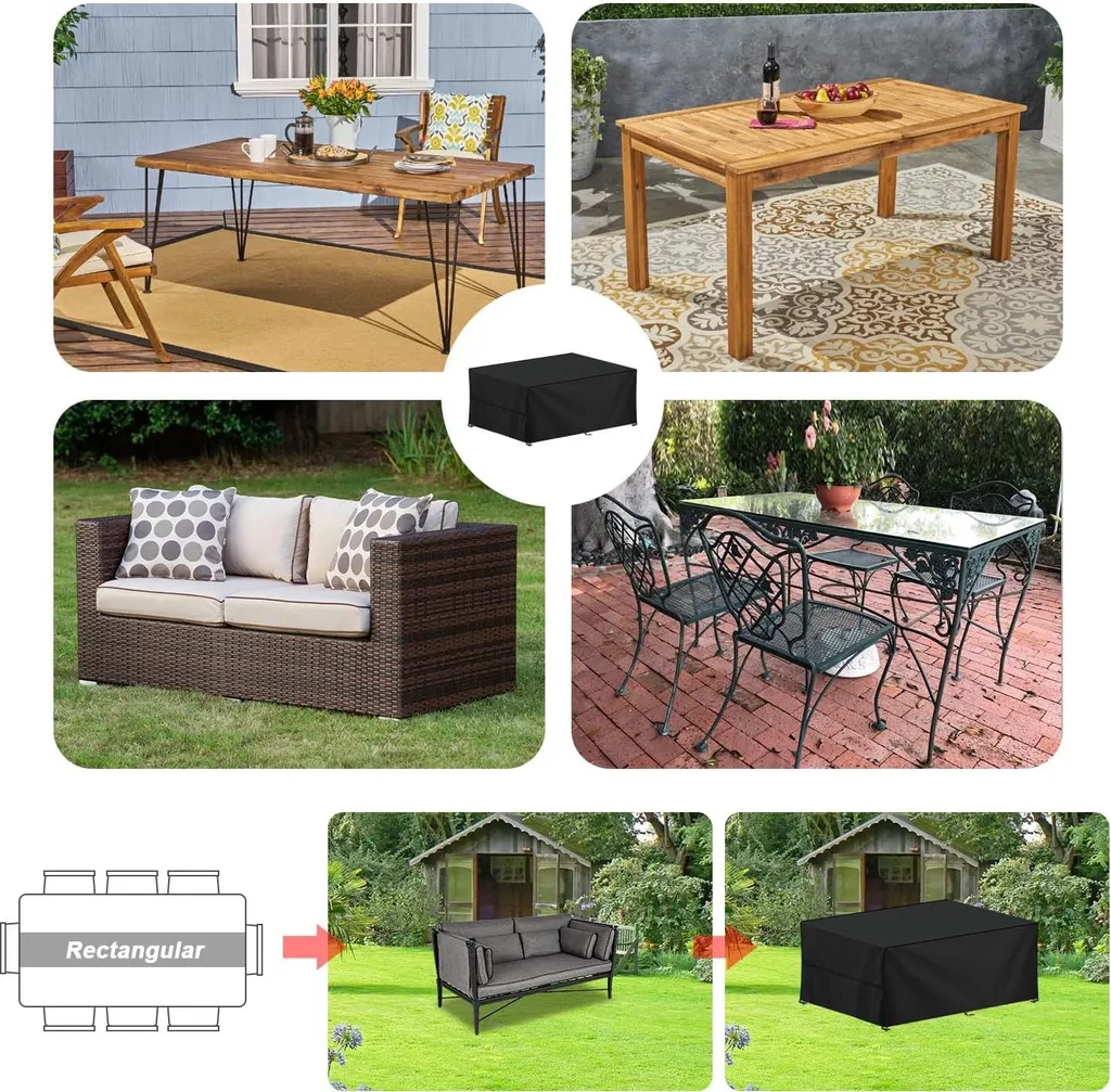 Bâche de protection table de jardin imperméable et résistante au vent - 2