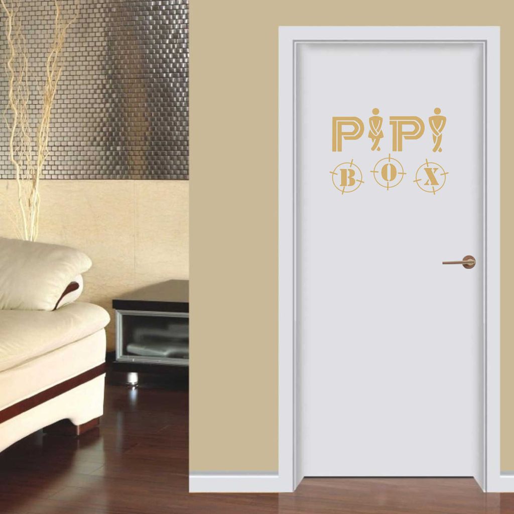 Wandtattoo - Wandaufkleber - Tür- Wandtattoo "Pipi Box" - 60cm x 44cm gold - Dekoration Küche Wohnzimmer Wand