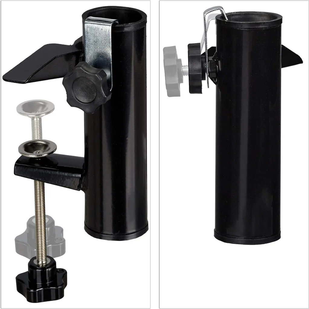 Pince de parasol pour rambarde de balcon, fixation en acier noir solide