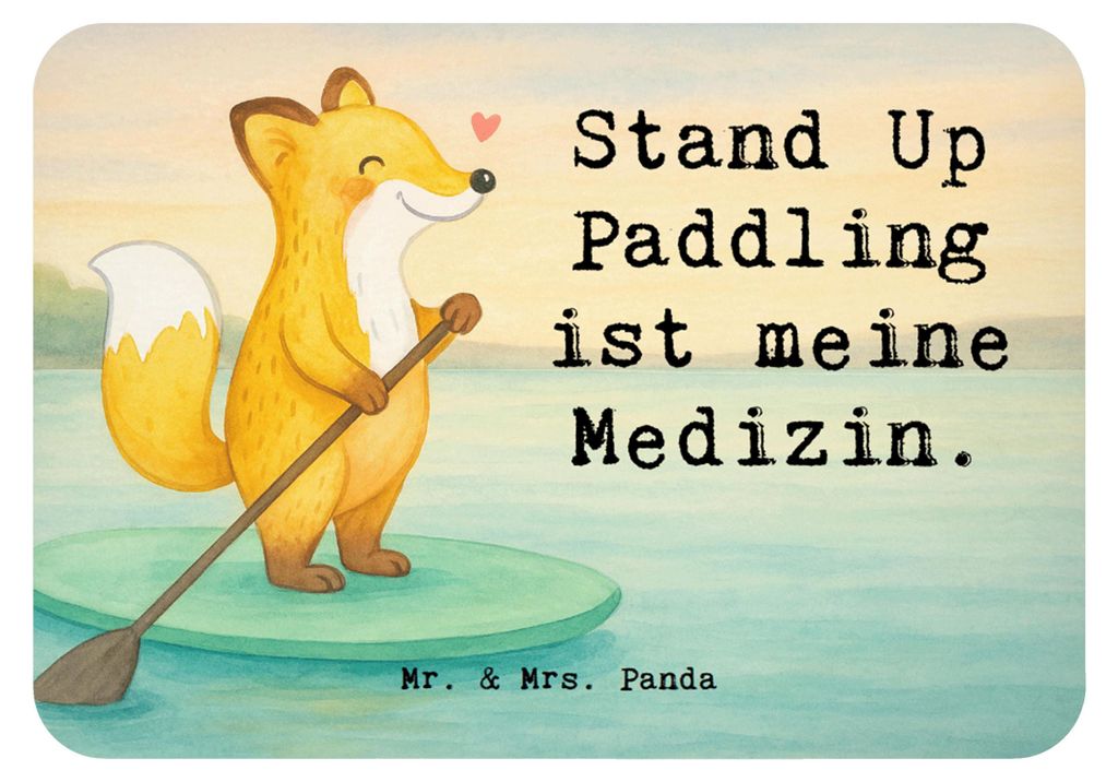Mr. & Mrs. Panda magnet Fuchs Stand Up Paddling Design - Weiß - Geschenk, SUB, Kühlschrankmagnet, Subben, haftmagnet, holzmagnet, Paddle Boarding...