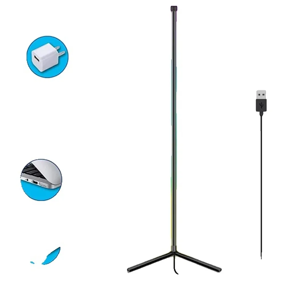 Lampadaire RVB variable Tuya Bluetooth 120cm noir design en L LED