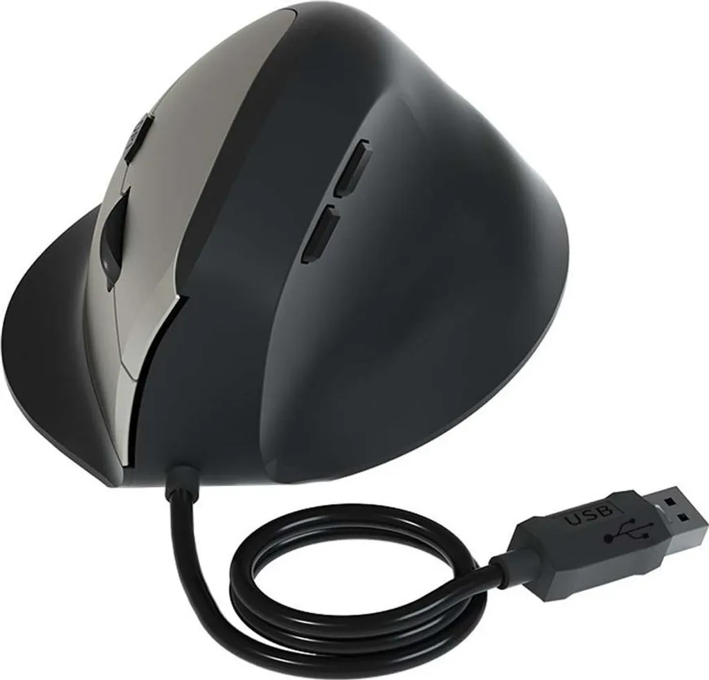 INF Mouse verticale ergonomico cablato - Click silenzioso, supporto polso, DPI regolabile Grigio