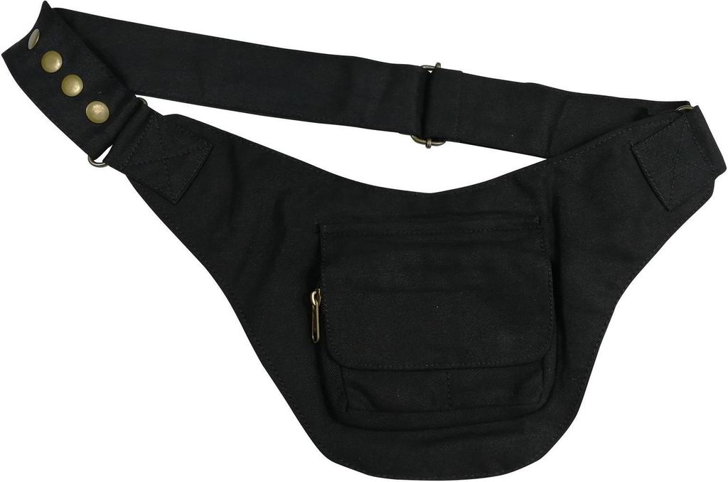 Premium Gürteltasche - Nico - schwarz - messingfarben - Bauchtasche - Hüfttasche