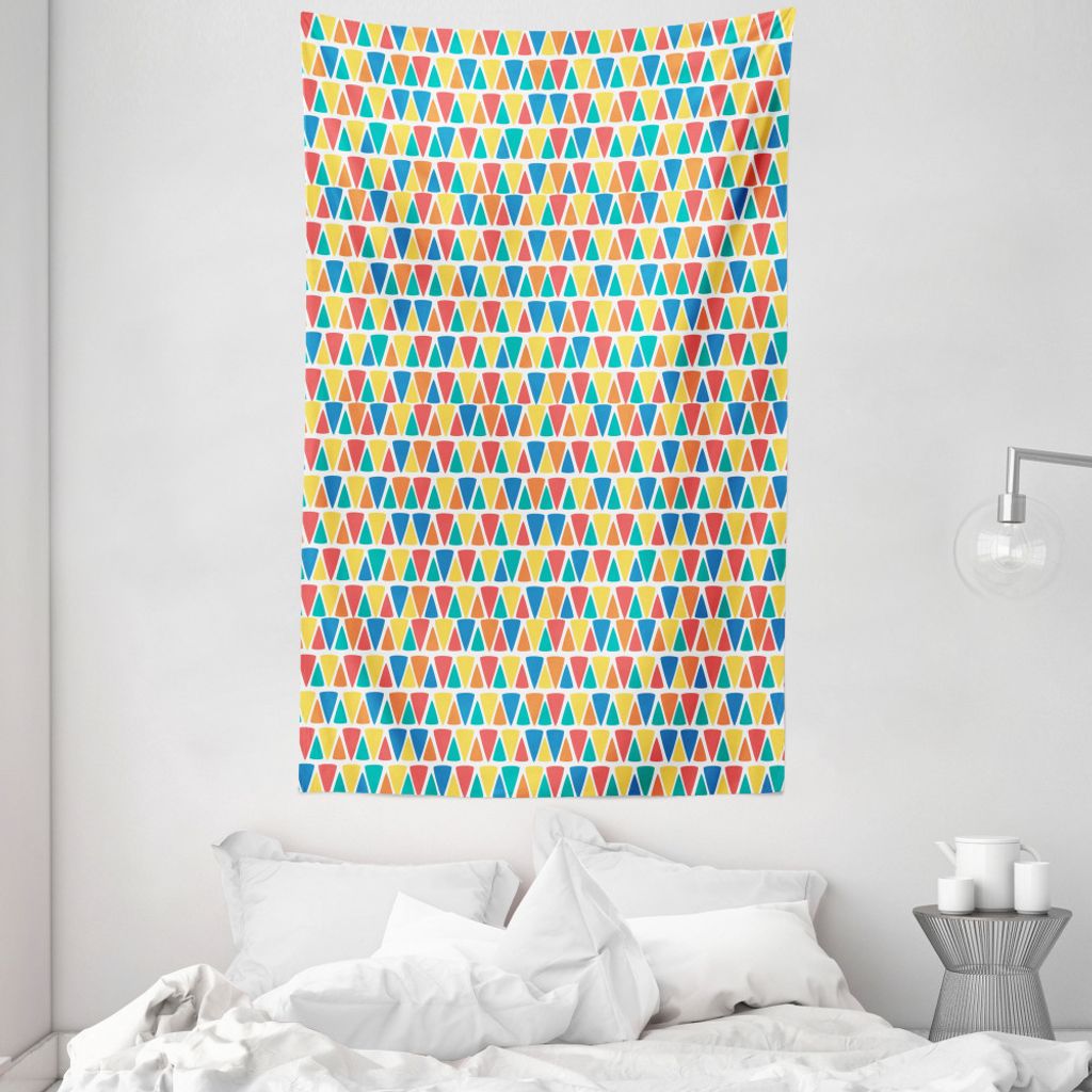 ABAKUHAUS Ethnisch Wandteppich und Tagesdecke, Triangular Ornamentik aus Weiches Mikrofaser Stoff Waschbar ohne Verblassen Digitaldruck, 140 x 230 ...
