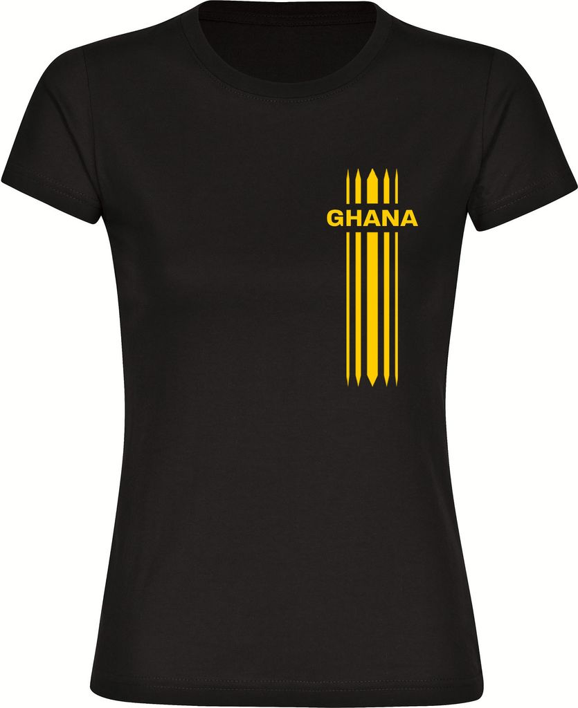 multifanshop Damen T-Shirt - Ghana - Streifen, schwarz, Größe L
