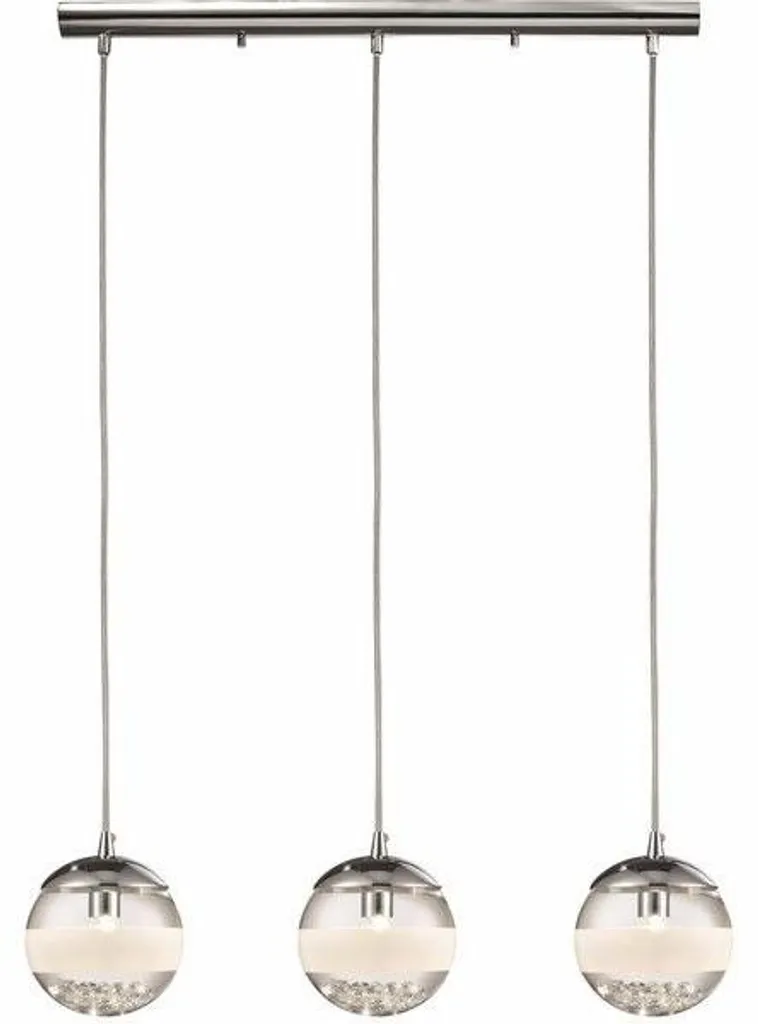 Suspension 3 lumières G9 en verre et chrome Dream - Format 70x60 cm