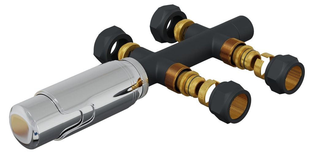 HAGO24 Thermostat Badheizkörper Heizkörperregler Anthrazit Anschlussgarnitur Multiblock Zweirohrarmatur 50mm Mittelanschluss Temperatursteuerung ...