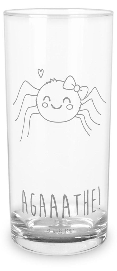 Mr. & Mrs. Panda Longdrinkglas Spinne Agathe Freude 200 ml - Transparent - Geschenk, Trinkglas, Cocktailglas, Viral, Trend, Trinkbecher Glas, Belie...