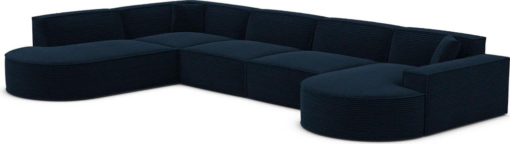 Cord U-Form XL Lounge Wohnlandschaft Brevia Dunkelblau Rechts