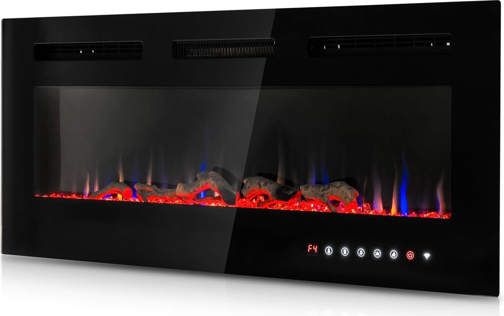 Termofol Elektrokamin - Kamin Elektrisch - Elektrokamin mit Heizung und Kaminfeuer - Schwarz - 91,4 cm