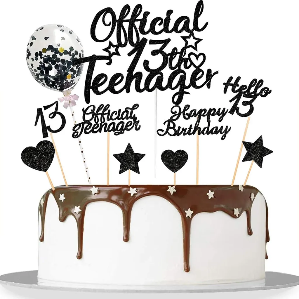 Topper Per Torta Di Compleanno – Decorazione In Plastica Nera – Set Da 7 Pezzi Per Feste E Ricorrenze - 3