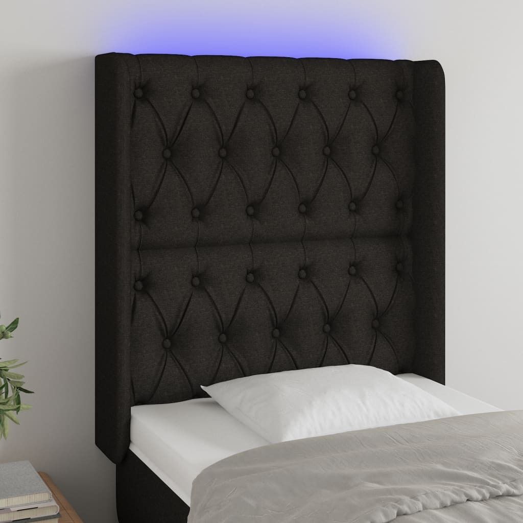 Maison Exclusive - LED Kopfteil Schwarz 83x16x118/128 cm Stoff