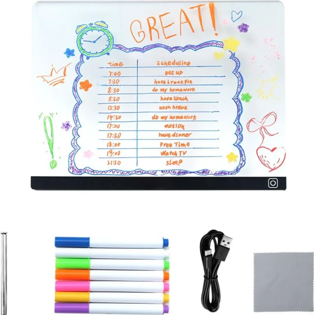INF LED Note Board: Lavagna Acrilica Trasparente DIY con 7 Marker - 1