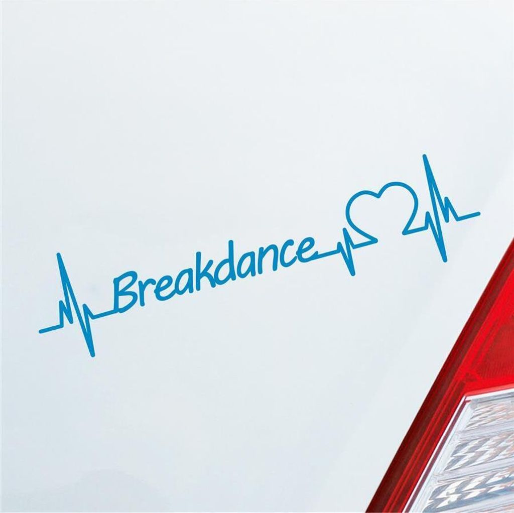 Auto Aufkleber Breakdance Herzschlag Tanzen Musik Rhythmus Sport Liebe 19x19 cm Hellblau Sticker Heckscheibenaufkleber