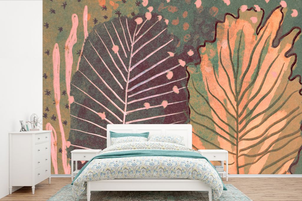 MuchoWow Fototapete für Wohnzimmer oder Schlafzimmer Wandtapete Vinyl Motivtapete Vintage - Herbst - Kunst - Wald - Natur - 330x220 cm - Fototap...