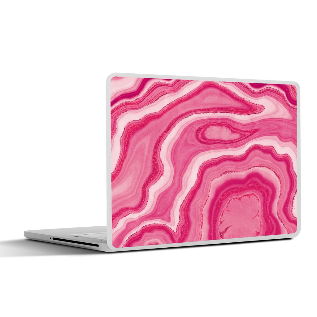 MuchoWow Laptop Aufkleber Sticker Cover Rosa - Geode - Achatstein - Edelsteine 32.5x23.5 cm - Sticker für Laptop - Selbstklebend