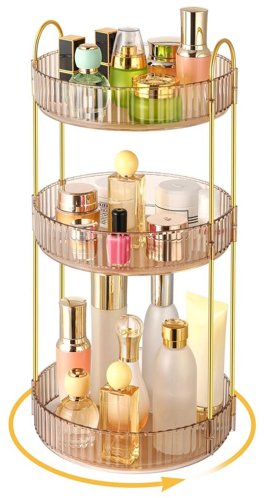 Make-up-Organizer, um 360 Grad drehbar, großer Stauraum für Kosmetikartikel, multifunktionaler Kosmetik-Organizer für Schminktisch, Badezimmer u...