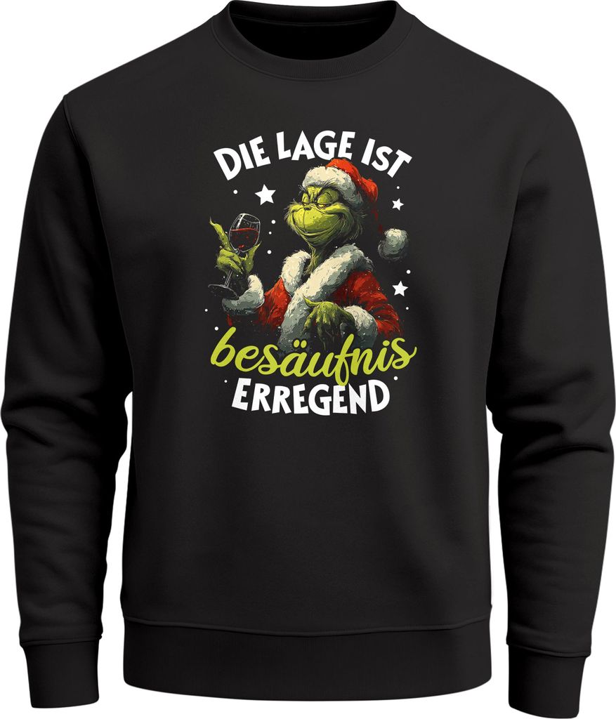 Sweatshirt Herren Weihnachtspullover lustige Sprüche Trinken Aufdruck Anti Weihnachtsoutfit Moonworks