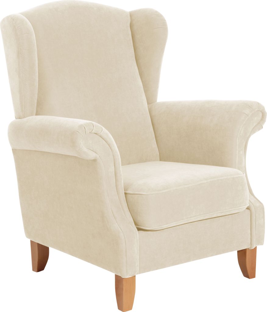 Max Winzer Ohrenbackensessel Verita - Velourstoff creme - Produktbild 