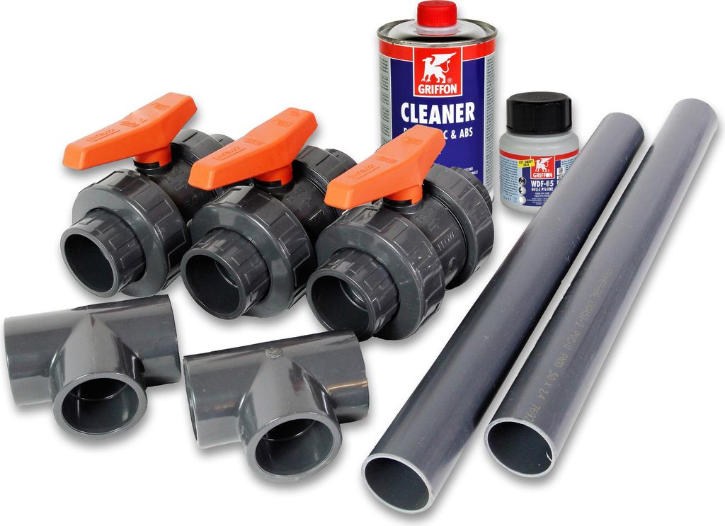 Bypass Set 2 90° für Wärmepumpen Ø 50 mm Poolheizung Schwimmbecken Pool Heizung