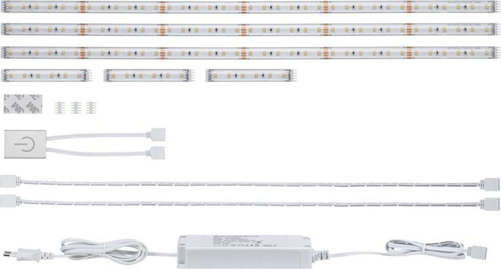 MaxLED 500 LED Strip Basisset Küchenset 3x 1,8m beschichtet 3x3,1W / 3x0,6W 172lm/m 2700K 20VA