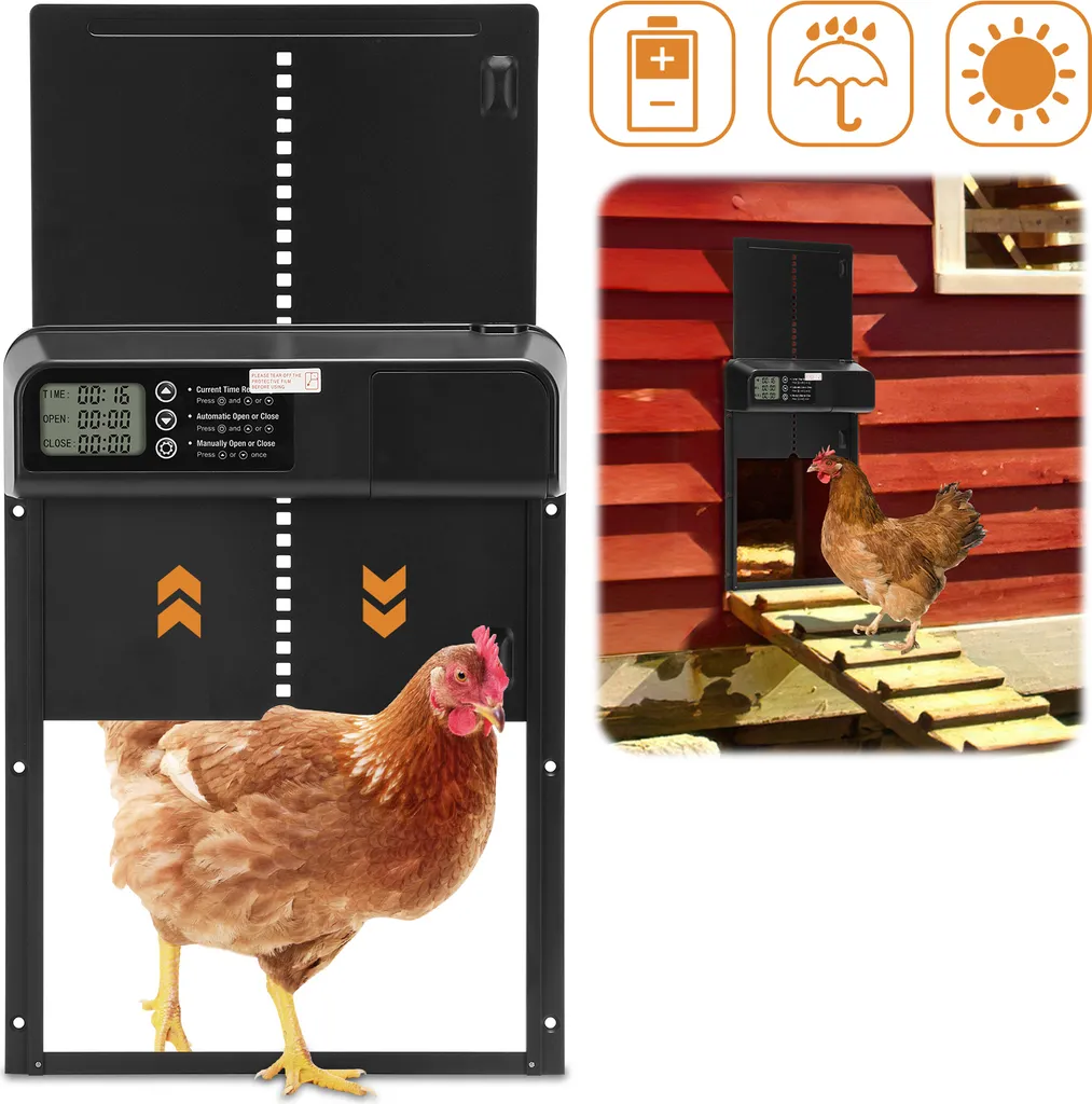 Porte électrique poules étanche IP67 en aluminium noir haute qualité