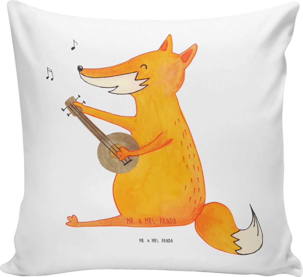 Mr. & Mrs. Panda kissen für sofa Fuchs Gitarre - Weiß - Geschenk, kuschelkissen 40x40, couch, Sofakissen, Musik Spruch, Singen, Optimistisch, bed...
